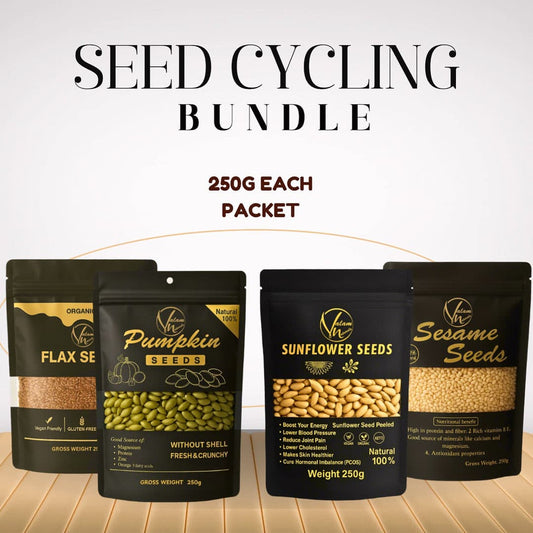 Seed Cycling Kit – 4-Pack (Pumpkin, Flax, Sunflower, Sesame) 240g Each